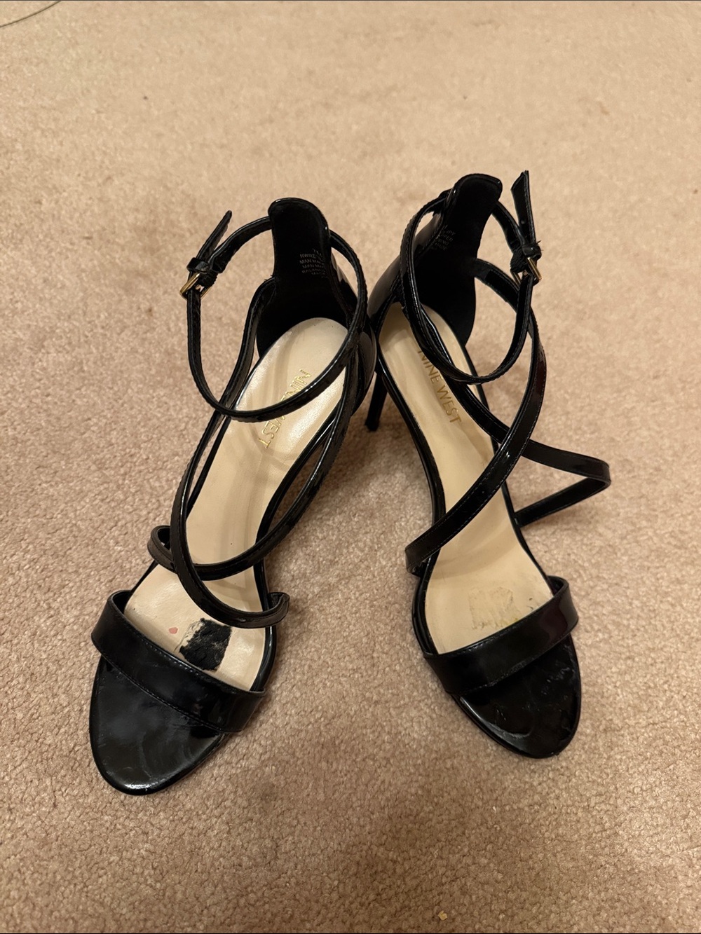 Nine West Black Strappy Stiletto Sandals